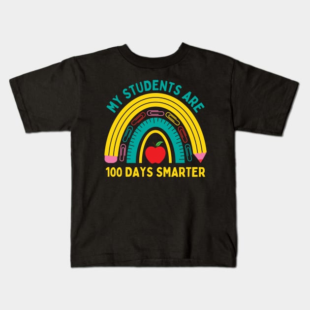 MY STUDENTS ARE 100 DAYS SMARTER CUTE BOHO RAINBOW TEACHERS Kids T-Shirt by CoolFactorMerch